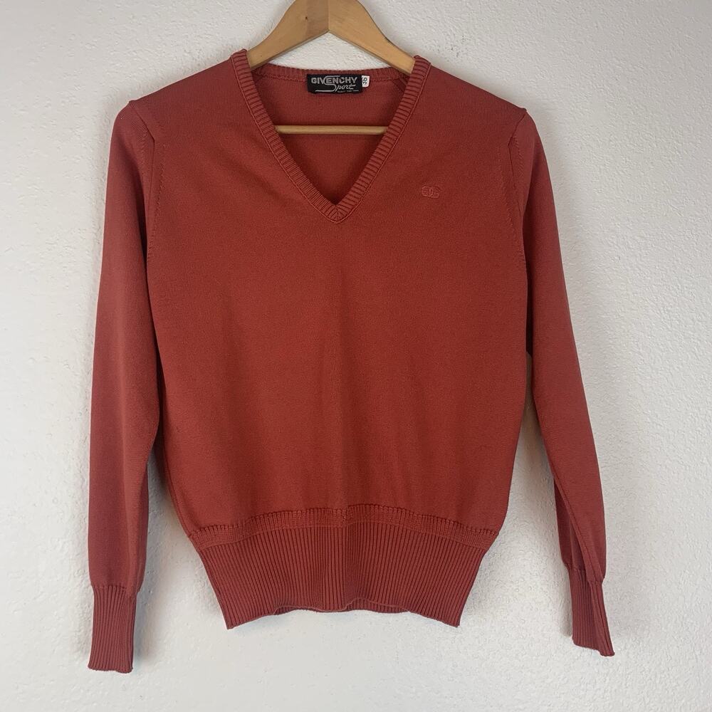 Vintage Givenchy Sport Sweater Womens 36 Orange Preppy Old Money Quiet Luxury‎